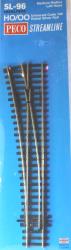 PECO HO - Art. SL-96 - Scambio medio  Sx - serie Streamline Cod. 100 - Insulfrog, PECO HO - Art. SL-96 - Scambio medio  Sx - serie Streamline Cod. 100 - Insulfrog
Serie professionale streamline in Nickel-Silver insulfrog (cuore isolato) R=914mm - Ang. 12° - Lung. 219mm