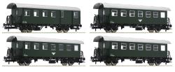 ROCO HO - art. 74162 - OBB Set 4 Carrozze a terrazzini 2 assi - Epoca IV, ROCO HO - art. 74162 - OBB Set 4 Carrozze a terrazzini 2 assi - Epoca IV
Il set contiene due carrozze per fumatori, una per non fumatori ed un bagagliaio con vano per fumatori. 
■ Per ogni carrozza è stato rifatto lo stampo 
■ Il modello dispone di una ringhiera della piattaforma, maniglie separate e nuovi finestrini ad anta singola perfettamente montati. 
