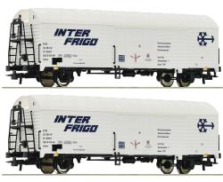 Roco HO - art. 76040 -  SNCF Set è composto da due carri refrigeranti "Interfrigo", tipo Ibbehs - Epoca IV, Roco HO - art. 76040 -  SNCF Set composto da due carri refrigeranti "Interfrigo", tipo Ibbehs - Epoca IV
Modelli con gancio estraibile a norme NEM e con cinematismo per allontanamento timoni in curva 
■ Con nuovo numero di matricola
■ Utilizzati per il trasporto di alimenti deperibili
■ Modello con alette di ventilazione applicate separatamente
