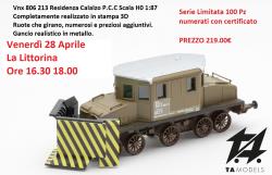 FS Carro Spazzaneve Vnx Residenza Calalzo di TA Models, Carro spazzaneve stazionato fio all' Epoca V alla stazione di Calalzo-Cortina 
Il carro in Edizione Limitatata e numerata 100 pz viene confezionato in elegante cofanetto in legno 