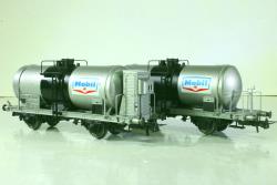 RIVAROSSI HO art. HR6607 - FS Set due carri cisterna a 2 assi serie M3, uno con garitta l'altro a terrazzino della ditta Mobil Epoca III