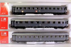 RIVAROSSI H0 art.HR4325 FS Set 3 carrozze tipo 1946 una di 1cl serie Az 13010 e due di 2cl. serie Bz 33010 - Livrea Grigio Ardesia - Epoca IV