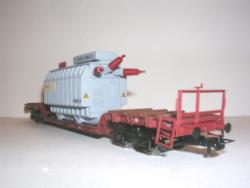 RIVAROSSI HO - art. HR 6176 FS Carro pianale ribassato serie Uals con tresformatore ENELerie Rgs con carico 3 container, RIVAROSSI HO - art. HR 6176 FS Carro pianale ribassato con terrazzino serie Uals con tresformatore ENEL