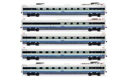 RIVAROSSI H0 - art. HR3025 ETR 470 Cisalpino, Set di 5 carrozze intermedie per il treno ad alta velocità ad assetto variabile, livrea originale, Epoca V